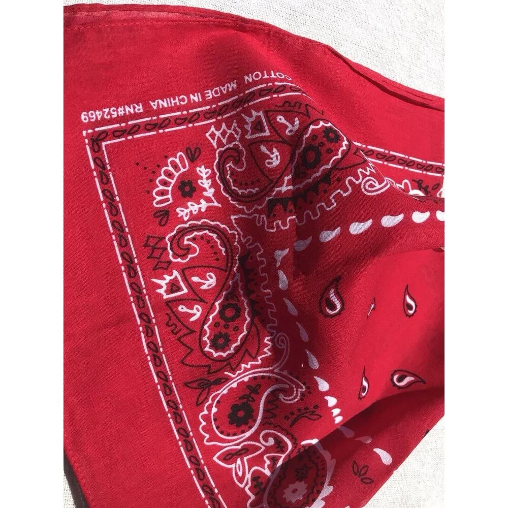 Vtg NOS Red White Blue Floral Bandana Scarf Cotton USA 21